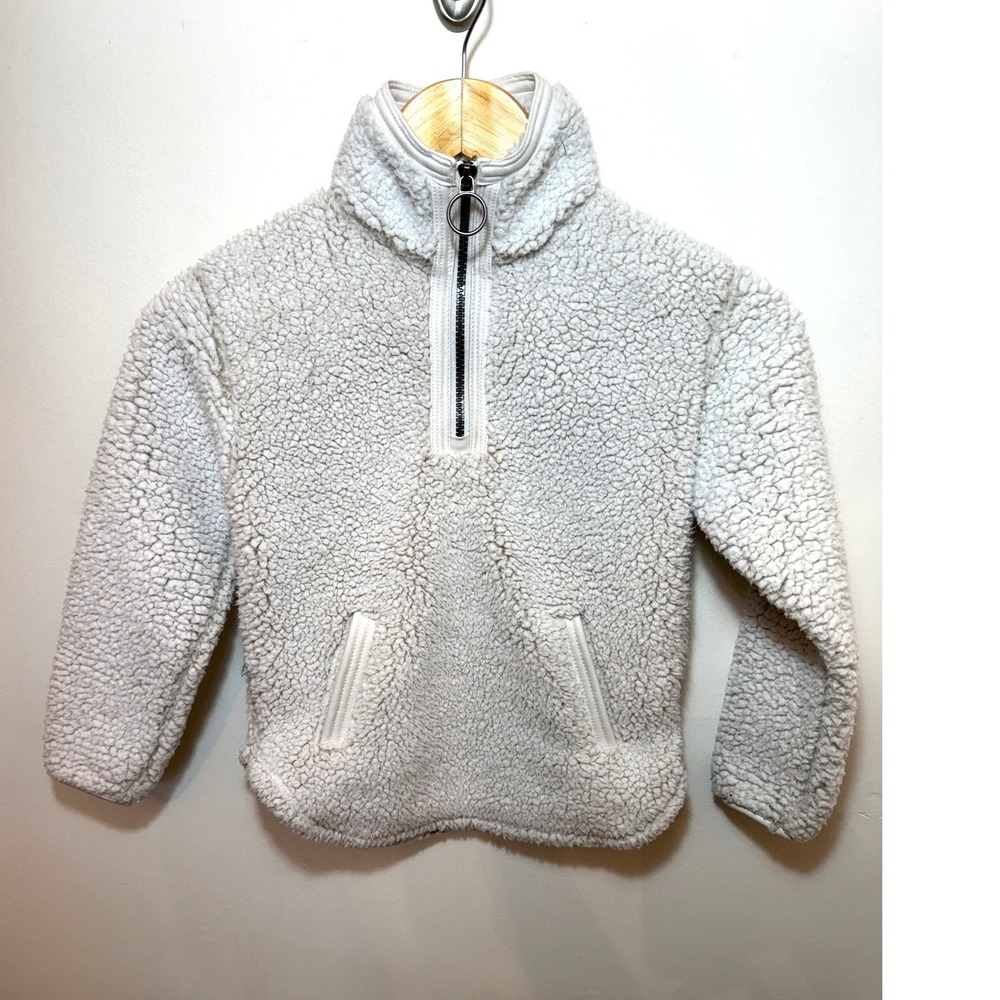 Cuddly Sherpa Pullover Fleece Kids Size 4 Cream Excellent Quarter Zip Cozy